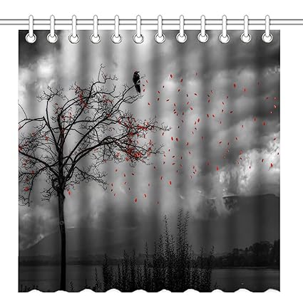 Black And White Geometric Art Home Bath Curtains Waterproof