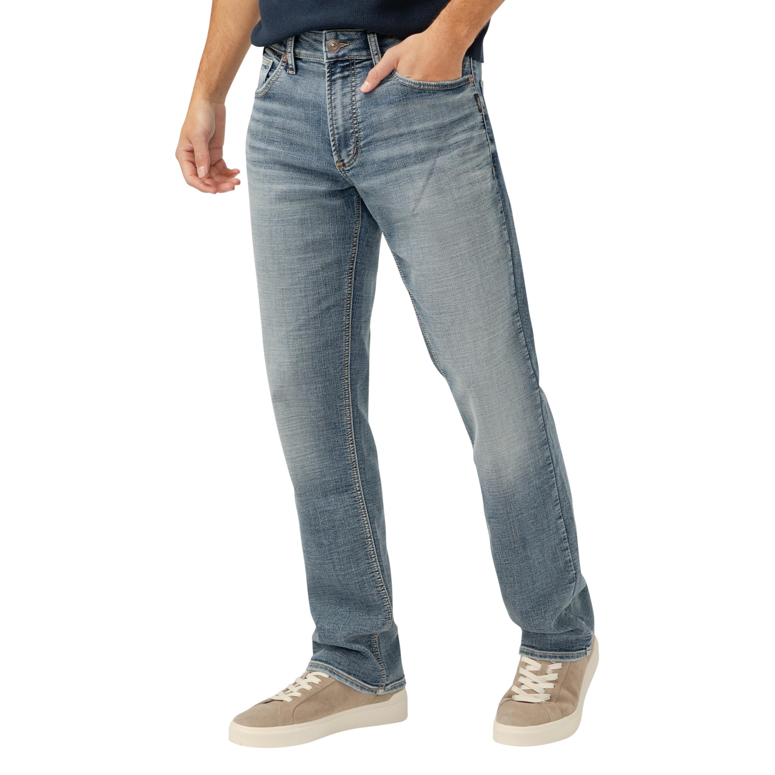Silver Jeans Co. Men's Grayson Classic Fit Straight Leg Jeans, Light Wash, 40W x 34L Image