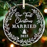 THDZS Wedding Gift for Couples Our First Christmas Married Ornament 2025,First Christmas Ornaments,Newlywed Gifts for Couples 2025, Bridal Shower Gifts