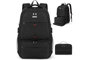 Lunch Backpack for Men, 17.3 Inch Laptop Backpack with USB Charging Port Waterproof Work Backpack with Insulated Lunch Bag fo