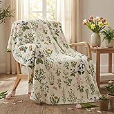 Horaldaily Spring Summer Flannel Blanket Throw, Green Plants Wild Flowers Soft Fuzzy Plush Cozy Fleece Blankets for Couch Sofa Bed Lounging, Ideal Gifts for Kids Adults Self, 50x60