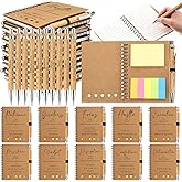 TecUnite 80 Pcs Motivational Spiral Notebooks with Sticky Notes Pen Inspirational Journals Bulk Employee Appreciation Gift for Team Coworker Staff Bulk Gift for Teacher School Nurse (Brown)