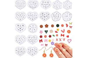 Zeyune 16 Pcs Small Flower Polymer Clay Molds Mini Leaf for Jewelry Making Rose Daisy Silicone Earring Cutters(Elegant)