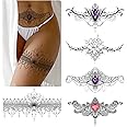 Roarhowl Lace Tattoos, Large Sexy Temporary Tattoo Set, Temporary Tattoos For Women, Belly Back Waist Thigh Body Art Fake Tattoos (Set 2)