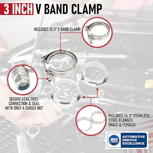 3 Inch V Band 3 Inch Stainless Steel V Band Clamp Kit - Male/Female ...