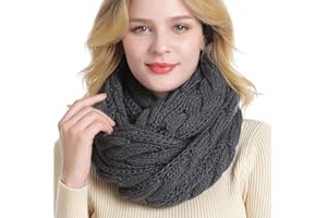 QUEENFUR Winter Women Thick Cable Knit Ribbed Infinity Circle Loop Scarf