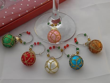 Lot De 6 Boules De Noëlmotif Boules De Noël Verre à Vin