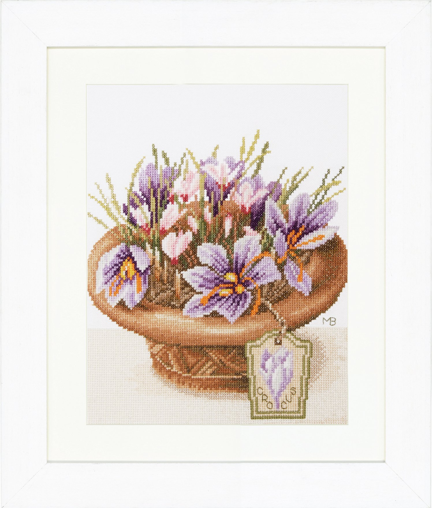 Lanarte Counted Cross Stitch Kit Crocus Flowers (Evenweave), Fabric, Assorted, 32 x 22.5 x 2 cm