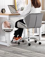 HNNHOME Modern Eris Padded Swivel Fabric Office Chair Grey Velvet view 6