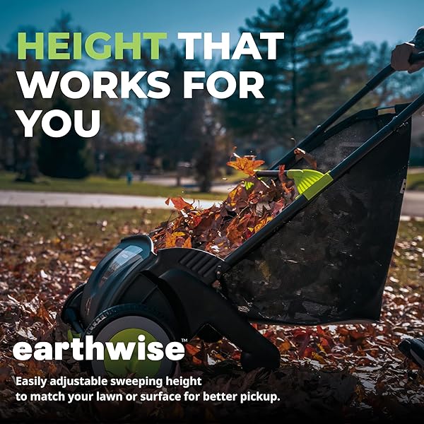 EARTHWISE LSW70021 21-INCH WIDTH LEAF & GRASS PUSH LAWN SWEEPER, BLACK