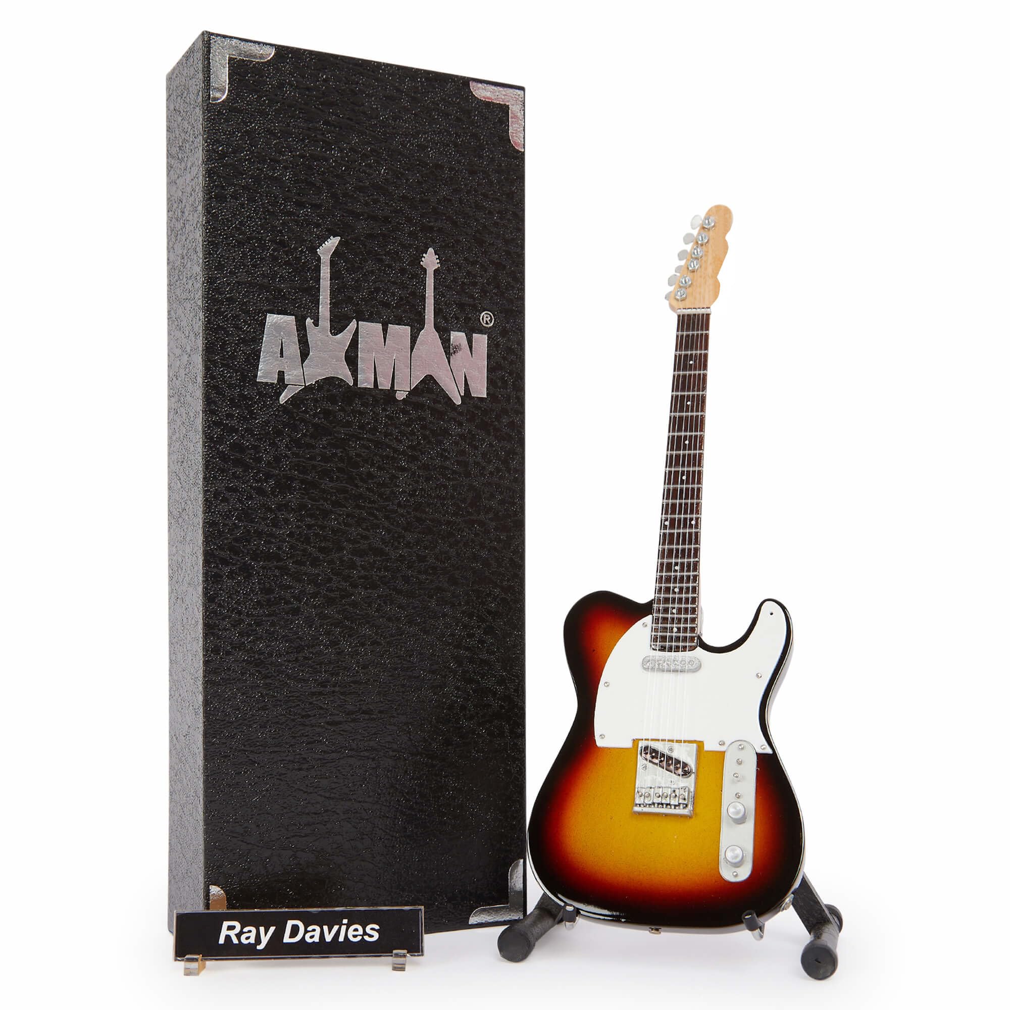 Ray Davies (The Kinks): '63 Miniature Guitar Replica - Music Gifts - Handmade Ornamental 1/4 Scale - Includes a Display Box, Name Tag and Miniature Guitar Stand