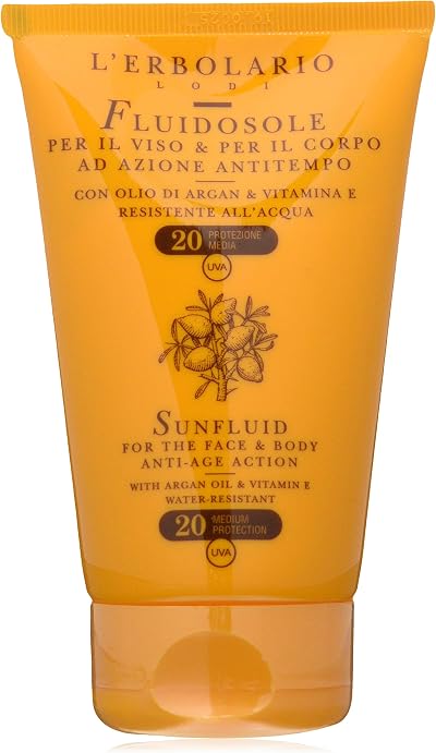 L'Erbolario Sun Fluid SPF 20 Face Body Anti-Age Sunscreen Moisturizing