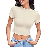 CIDER Womens Short Sleeve Shirts Summer Crop Tops Crewneck T Shirt Basic Baby Tees Going Out Tops Slim Fit Y2K Clothes