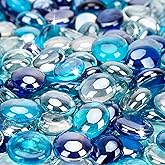 Stanbroil 10-Pound Blended Fire Glass Beads - 1/2 inch Fire Glass Drops Blended Cobalt Blue, Crystal Ice, Caribbean Blue Luster for Indoor and Outdoor Gas Fire Pits and Fireplaces