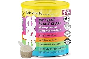 Else Nutrition Plant-Based Kids Protein Shake, Protein Powder for Ages 2-12. Dairy-Free, Complete Nutrition Shake, 25 vitamins & minerals, Heathy Kids Snacks, Vanilla 1-Pack