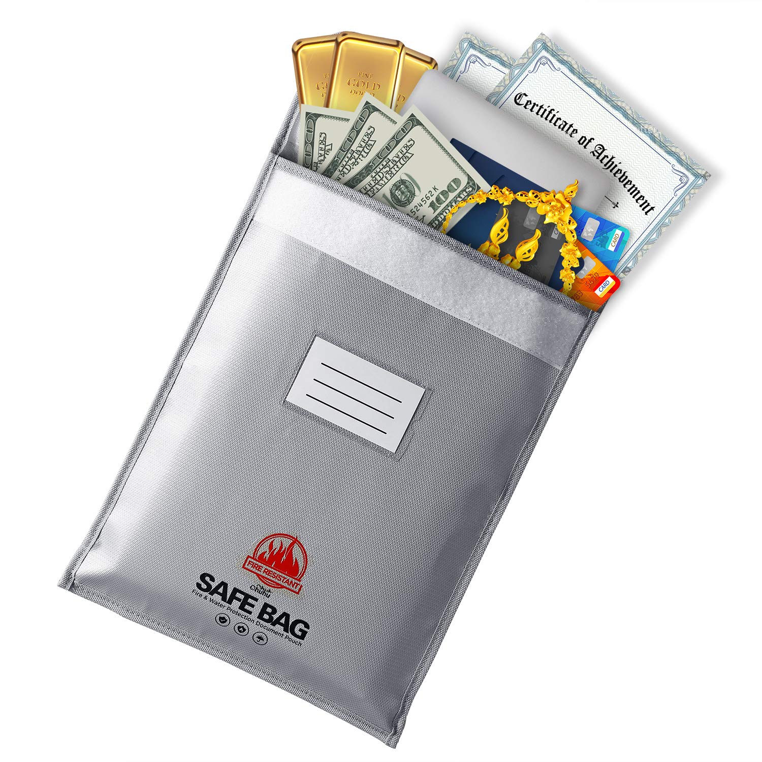 Fireproof Document Bags, Ohuhu 15"x11" Fireproof Money Bags with Zipper