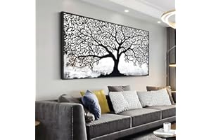 Wall Art Tree of Life Black and White Abstract Wall Art Canvas Painting for Living Room Bedroom Dining Room Home Office Decor