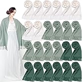 24 Pack Wedding Pashmina Shawls Wraps Bulk 79 x 27 Scarf for Guests Wedding Favor Bridal Shawls Gift Outdoor