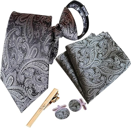 Amazon Co Jp L04baby メンズ ネクタイ ピン カフス ボタン チーフ 4点セット ビジネス ジッパー 結婚式 入学式 卒業式 二次会 冠婚葬祭 パーティー 父の日 プレゼント グレー 服 ファッション小物