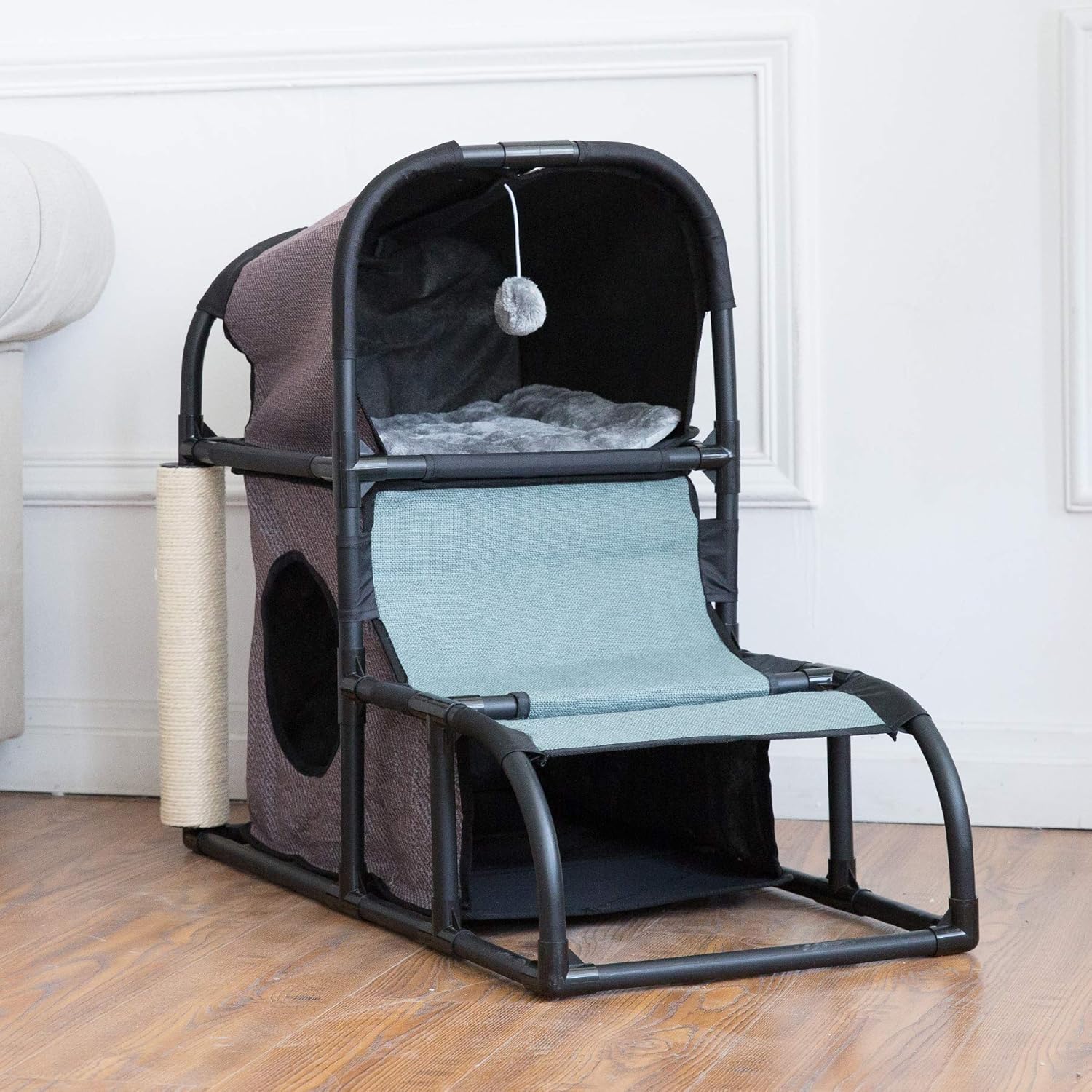 CO-Z 4 in 1 Multi-Functional Cat Tree Condo Furniture, Super Stable Cat Tower House, Combined with Cat Bed, Cat Climber, Peek Holes, Scratching Post & Dangling Toy : Pet Supplies