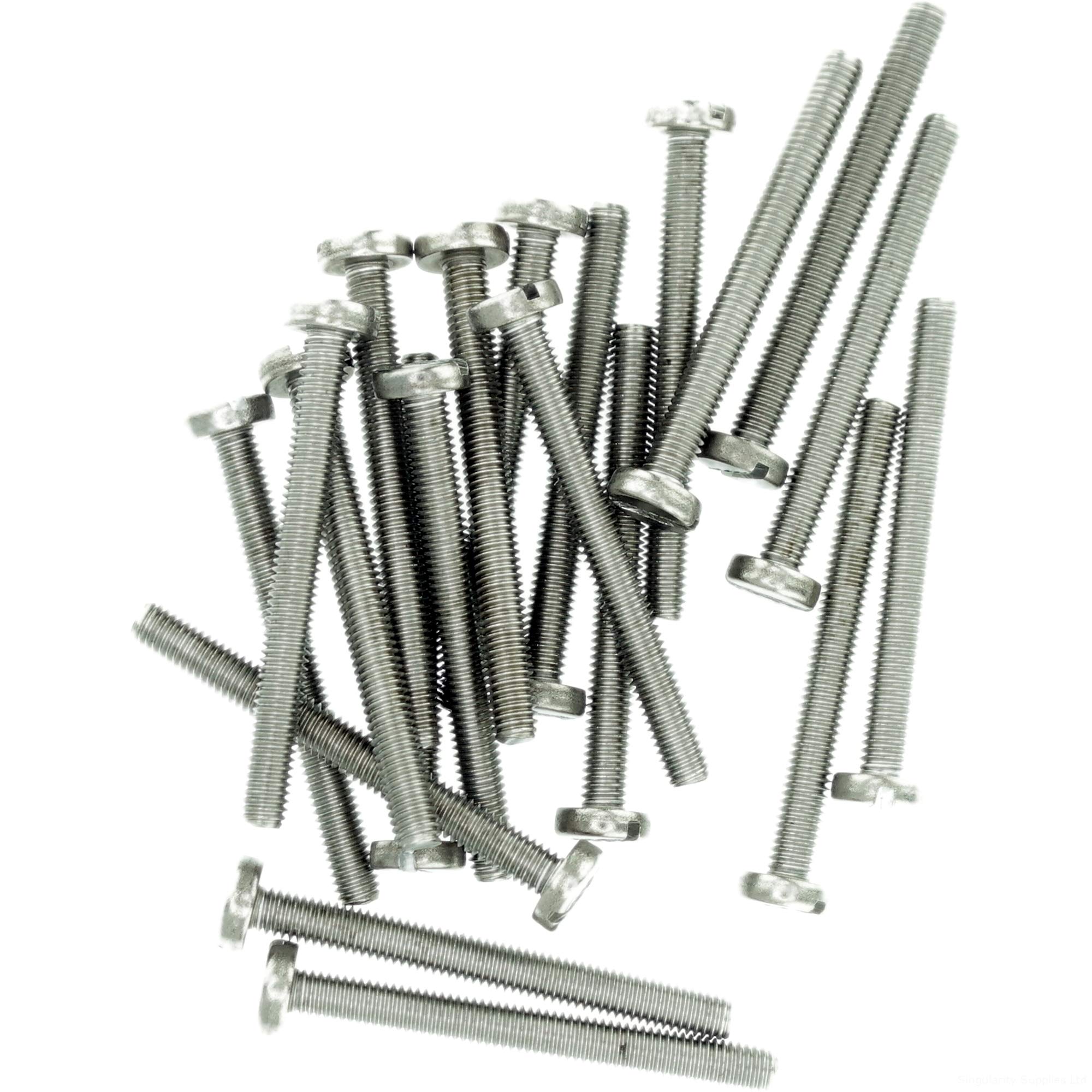 M3.5 (3.5mm x 6mm) Slot Pan Machine Screw (Bolt) - Stainless Steel (A2) (Pack of 20)