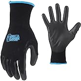 Gorilla Grip Work Gloves, Never Slip Maximum Grip All-Purpose, Gloves for Men, Superior in Wet, Dry, Oily Conditions, Polymer Palm, Large Size, 10 Pairs, Black/Blue | 25162-60