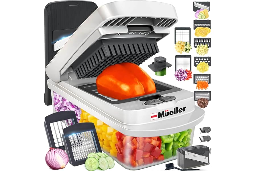 Mueller The Real Original Pro Chopper since 2013 Vegetable Chopper Mandoline Slicer, 8 Blade Food Veggie Chopper Onion Vegeta Book