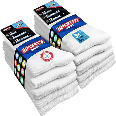 10 Paires Chaussettes de Sport 39-42 Homme Mi-Hautes | Technologie DRI-WIK d’Évacuation de l’Humidité | Amorti PILLO-SOFT | Sport & Usage Quotidien | Multicolore (EU 39 42, Blanc)