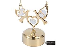 Matashi Valentine's Day Gift for Women - Swan Lake Love Doves Music Box Figurine - 24K Gold Plated Crystal Studded Table Top - Perfect Romatic Gift for Her, Wife - Gifts for Mom, Grandma, Daughter
