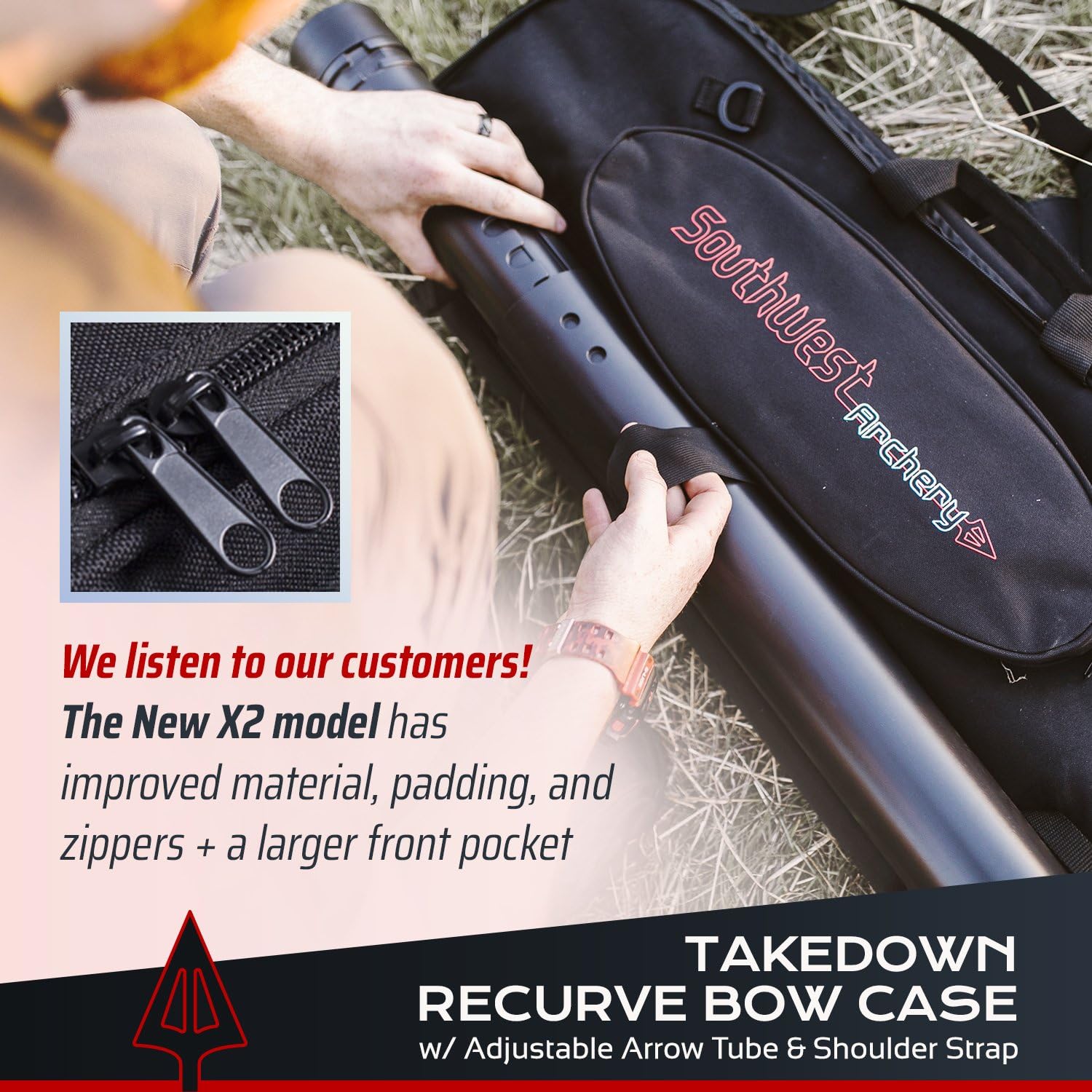 Southwest Archery Universal Takedown Recurve Bow Case | Fully Padded Foam case Includes Adjustable Arrow Tube and Large Outside Pocket for Accessories - Perfect for Travel : Sports & Outdoors