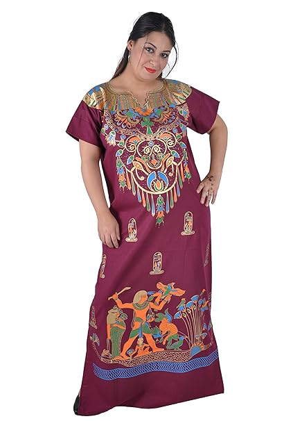 Cleopatra Pharao Kostüm Damen-Kaftan Faschingskostüm Karnevalskostüm Ägypterin, weinrot (3XL (56-58))