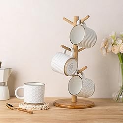 GBHOME 6OZ Stackable Coffee Mugs, Ceramic Coffee