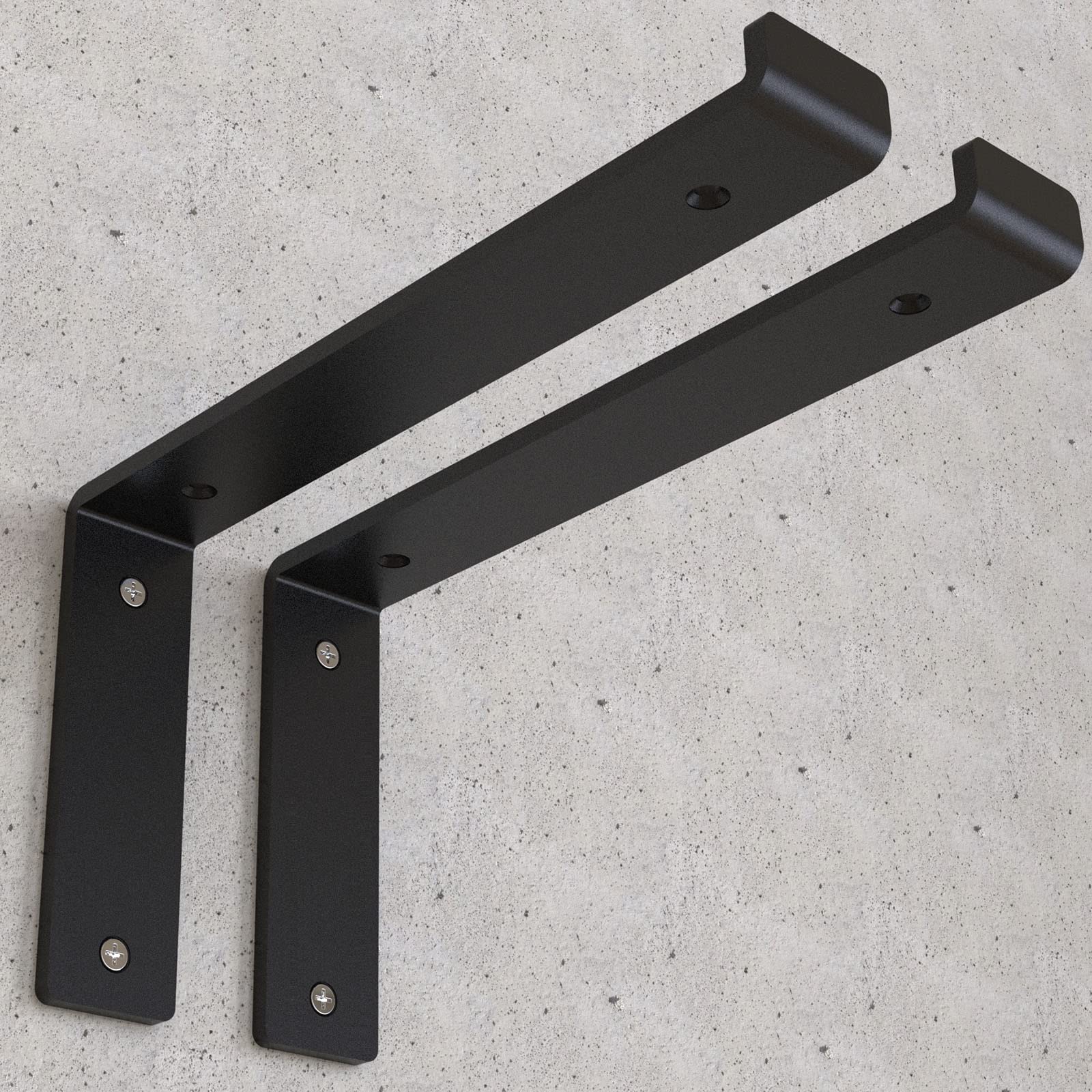 ZANTEM Heavy Duty Shelf Brackets Black, 2 Pcs Industrial Steel Shelf Brackets for Wall Mounted DIY Floating Shelf (255mm Approx 10in - Down)