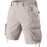 NBBEAR Men's Camo Cargo Shorts Cotton Casual Relaxed Fit Wild Outdoor Work Shorts for Men with Multi-Pockets