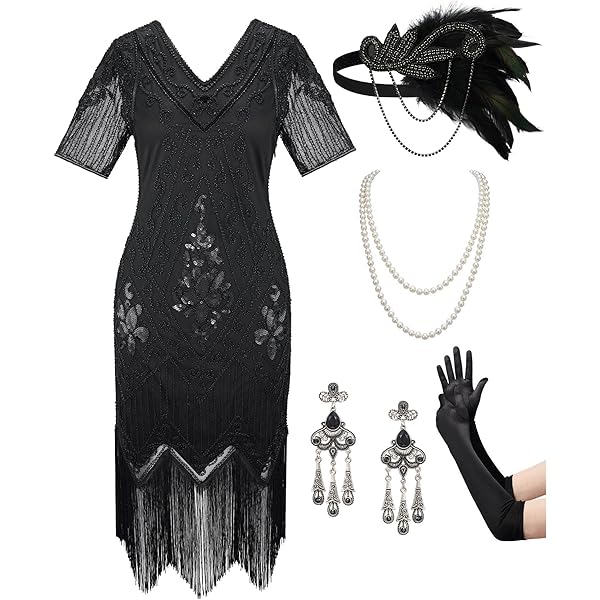 Vestido De Los Años 20 Para Mujer, Vestido De Lentejuelas Con Flecos De Gatsby, Vestido De Fiesta En El Jardín Con Accesorios De Los Años 20, Beige