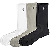 POLO RALPH LAUREN mens Tech Athletic Crew Socks - 3 Pair Pack - Sport Cushioned Arch Support