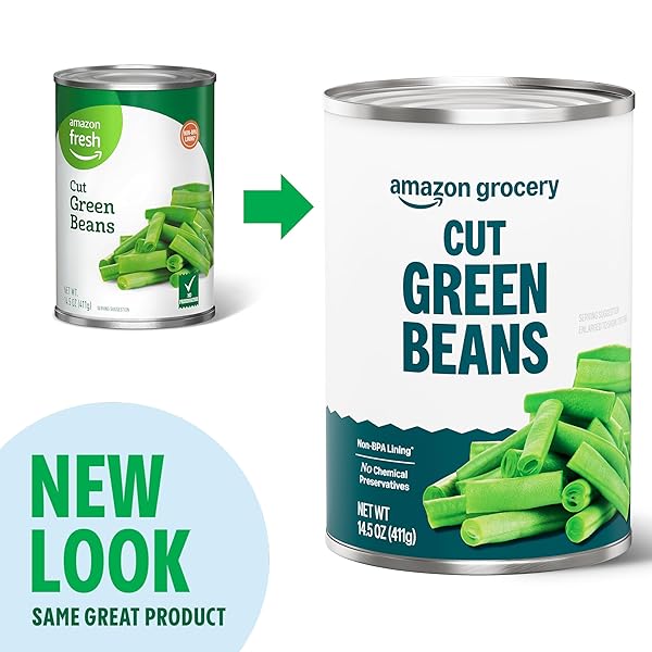 AMAZON GROCERY, CUT GREEN BEANS, 14.5 OZ