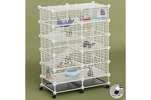 STILLCOVE Large Guinea Pig Cages Indoor: 5-Tier C&C Rabbit Cage Small Animal Cage on Wheel with Removable Tray for Bunny Hamster Ferret Rat Chinchilla Hedgehog
