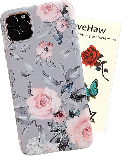 Amazon Co Jp Yelovehaw Iphone 11 Proケース 女の子用 柔軟 ソフト スリムフィット フルアラウンド 保護 キュート シェル 携帯ケース カバー パープル フローラル グレー リーフ柄 Iphone 11pro 5 8インチ ピンクフラワー 家電 カメラ