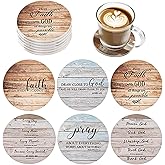TJCENXIN 6 Pcs Christian Wood Coasters, Bible Verse Drink Coasters Gifts Set