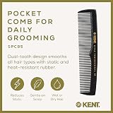KENT 128mm Men's Pocket Comb SPC85 Hard Rubber Detangling Styling Dual Tooth view 2