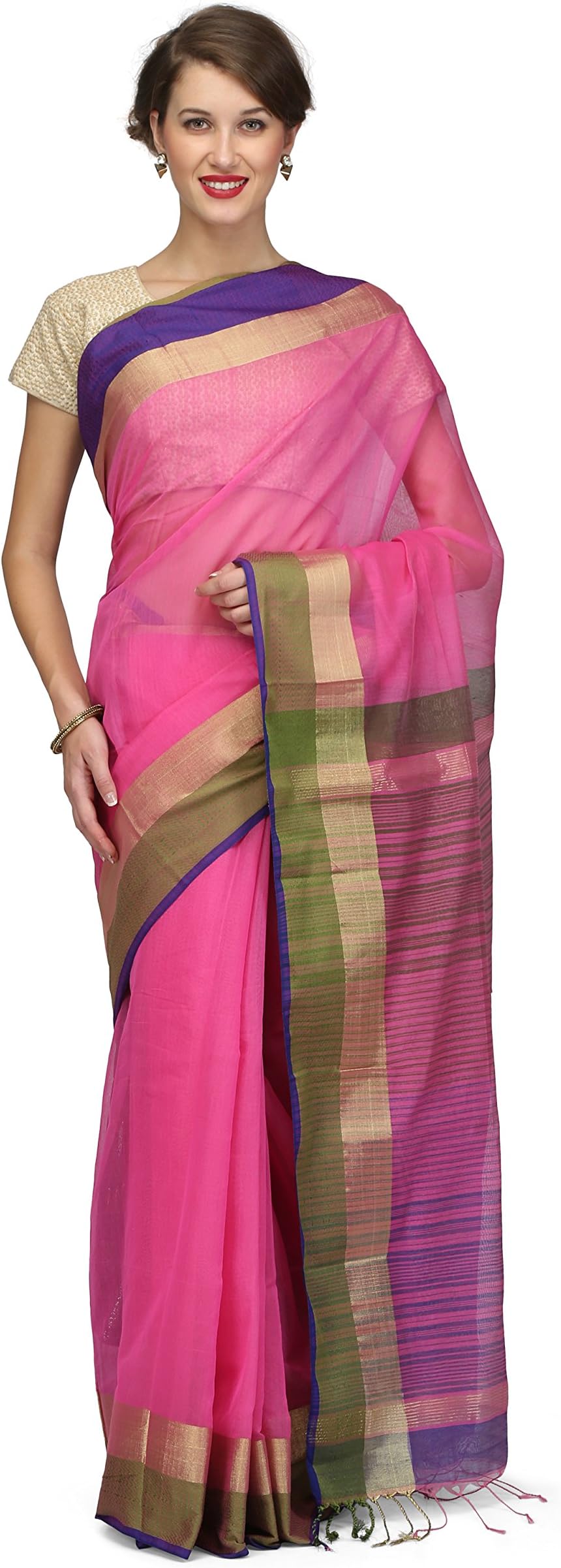 THE WEAVE TRAVELLER Art Silk with Blouse Piece Saree