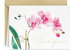 Hallmark Pink Orchid Thank You Notes (20 Blank Cards with Envelopes) for Bridal Shower, Baby Shower, Wedding, Birthday