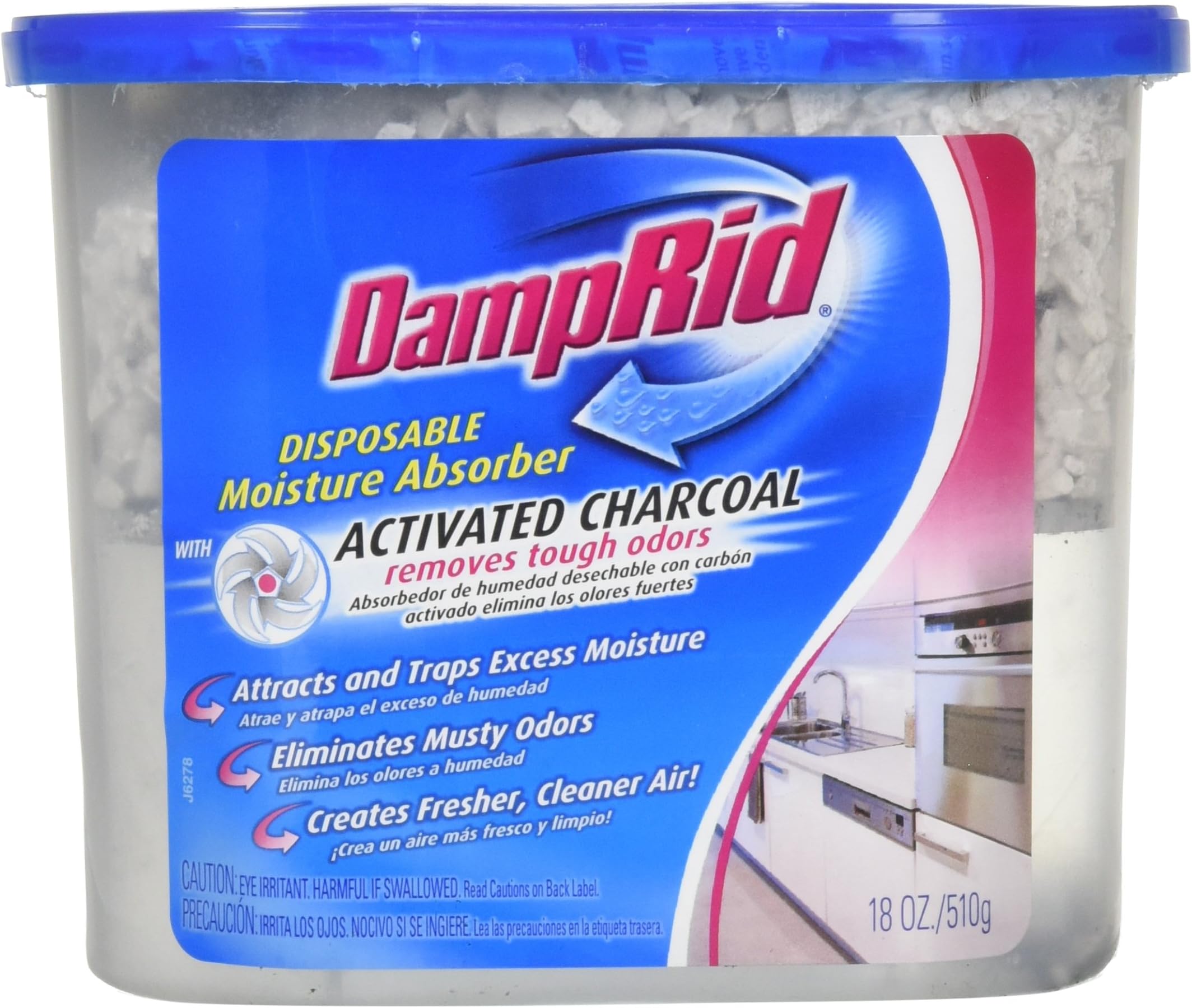 DampRid Moisture Absorber with Activated Charcoal, 510g (18oz), 3 Pack