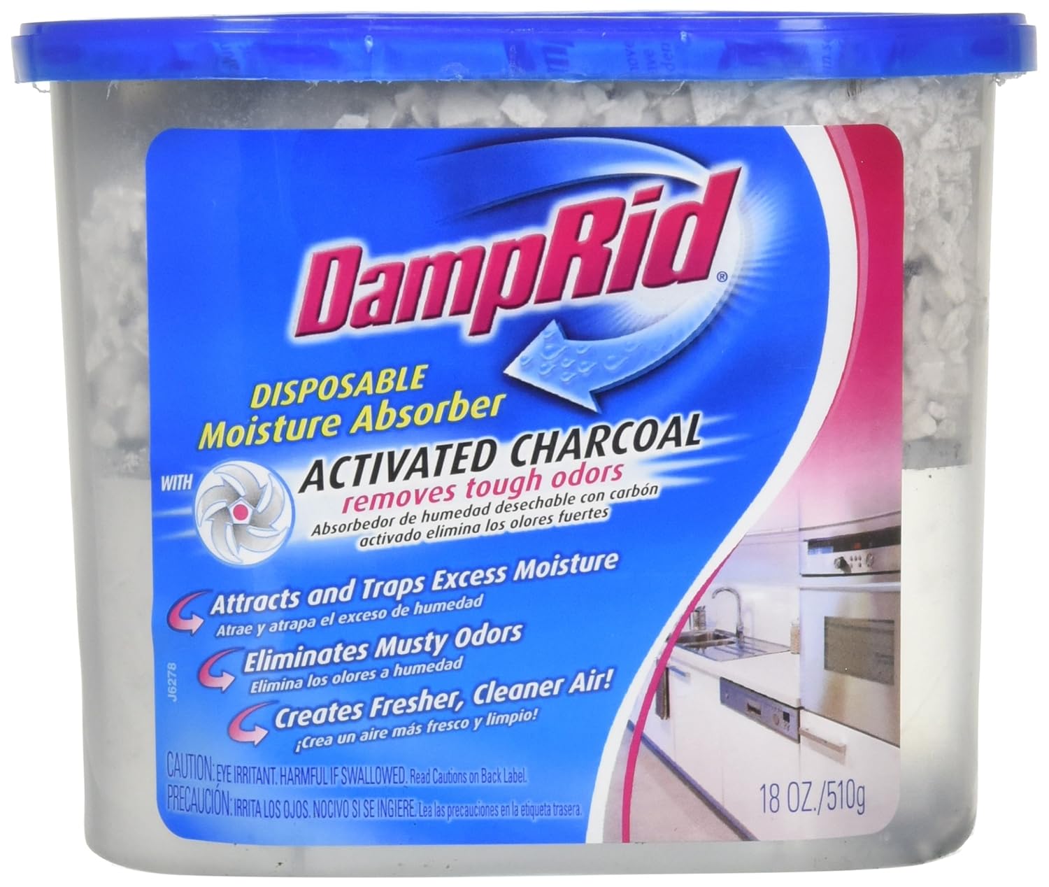 DampRid Moisture Absorber with Activated Charcoal, 510g (18oz), 3 Pack