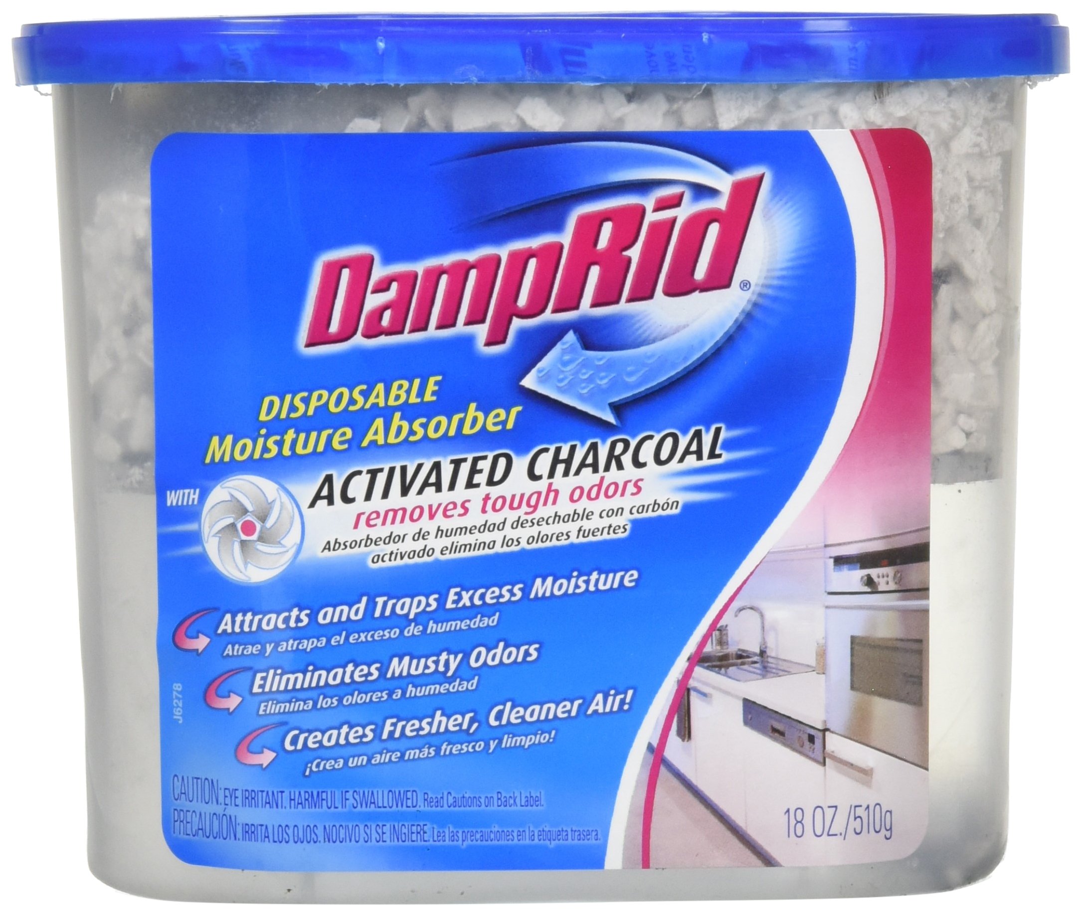 DampRid Moisture Absorber with Activated Charcoal, 510g (18oz), 3 Pack