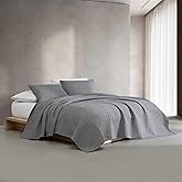 Calvin Klein - Queen Quilt Set, Luxuriously Soft Channel Stitch Bedding with Matching Shams, Cozy Home Decor (Mini Channel Stitch Solid Grey, Queen)