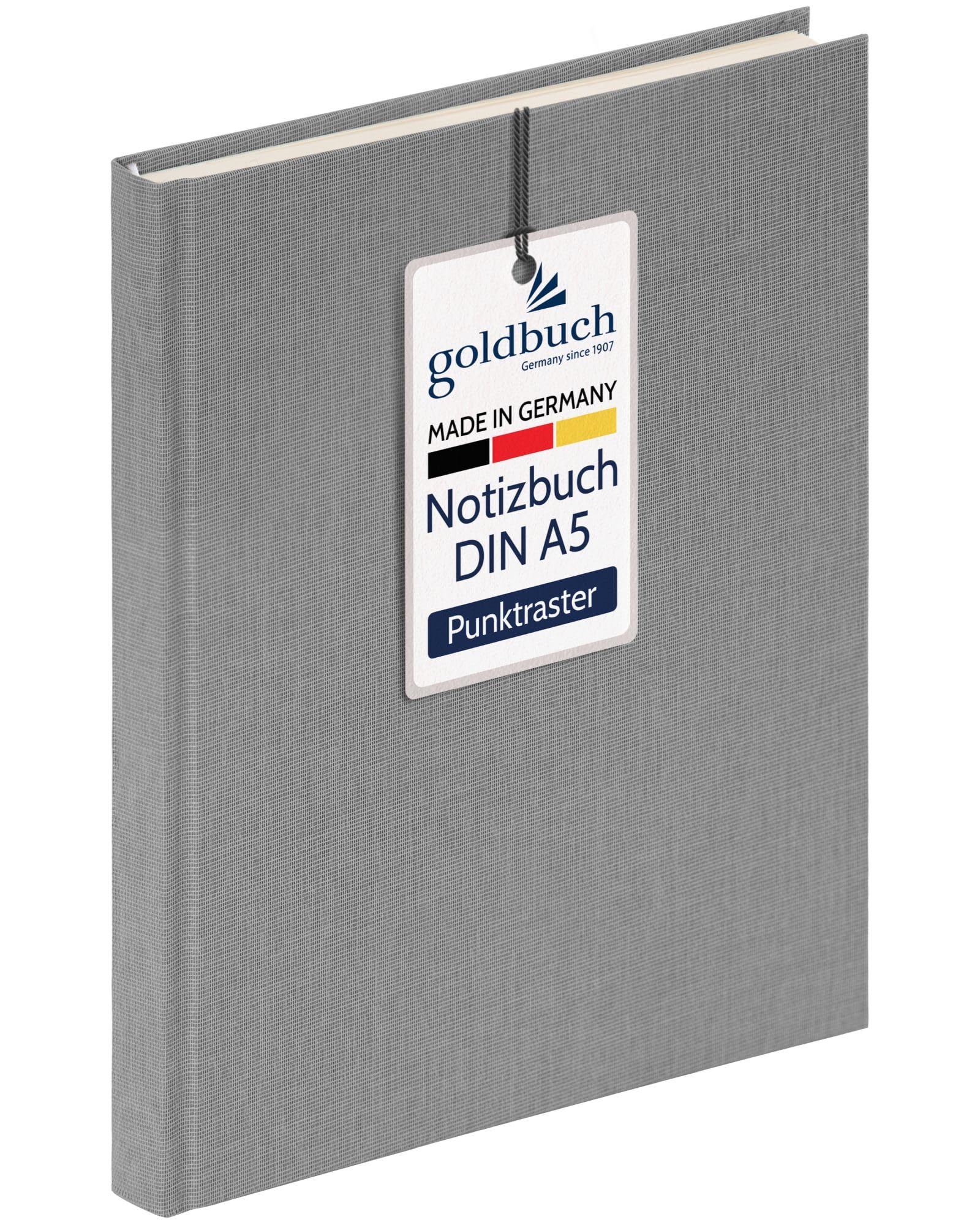 goldbuch 64 0104 Linen Notebook Summertime Note A5, Bullet Journal with 200 Pages Dotted Cream Paper 100 g/m², Acid- & Inkfast, Hardcover Notebook with Bookmark & Thread Binding Grey