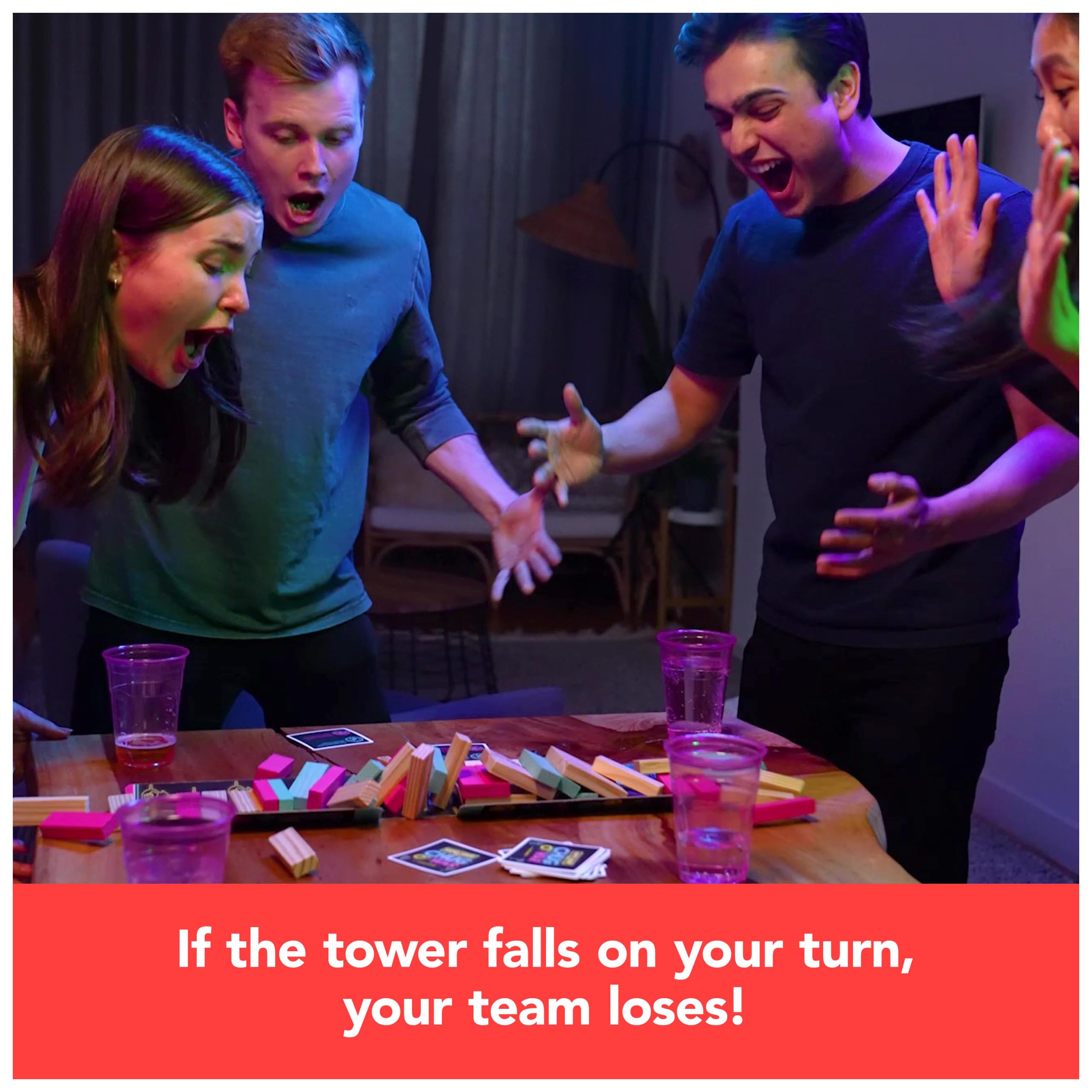 Spin Master Games, Chug O War Tumbling Tower, Adult Party Game for Happy Hour Hangs, 4 & Up Players, for Ages 21 & Up