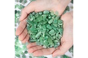 DUQGUHO Green Aventurine Crystals Chip Bulk Natural Healing Crystal Crushed Stones for Succulent Plant Flowerpot Rocks Vase Filler Pebbles for Planters 0.88 lbs
